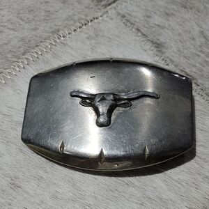 Vintage Silver Bullhead  Longhorn Belt Buckle